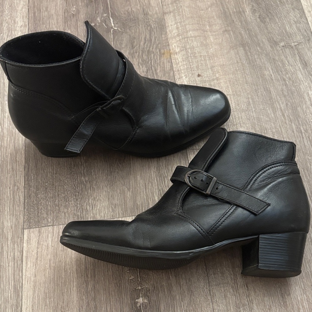 Black Leather Ankle Boots